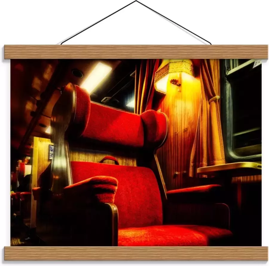 KuijsFotoprint Schoolplaat – Rode Luxe Trein Stoelen 40x30cm Foto op Textielposter (Wanddecoratie op Schoolplaat)