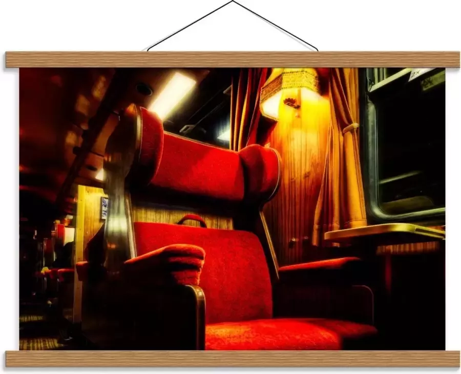 KuijsFotoprint Schoolplaat – Rode Luxe Trein Stoelen 60x40cm Foto op Textielposter (Wanddecoratie op Schoolplaat)