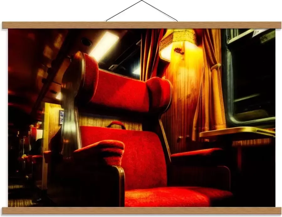 KuijsFotoprint Schoolplaat – Rode Luxe Trein Stoelen 90x60cm Foto op Textielposter (Wanddecoratie op Schoolplaat)
