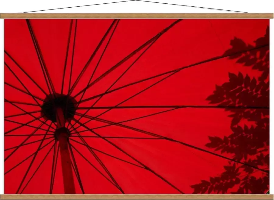 KuijsFotoprint Schoolplaat – Rode Parasol 120x80cm Foto op Textielposter (Wanddecoratie op Schoolplaat)