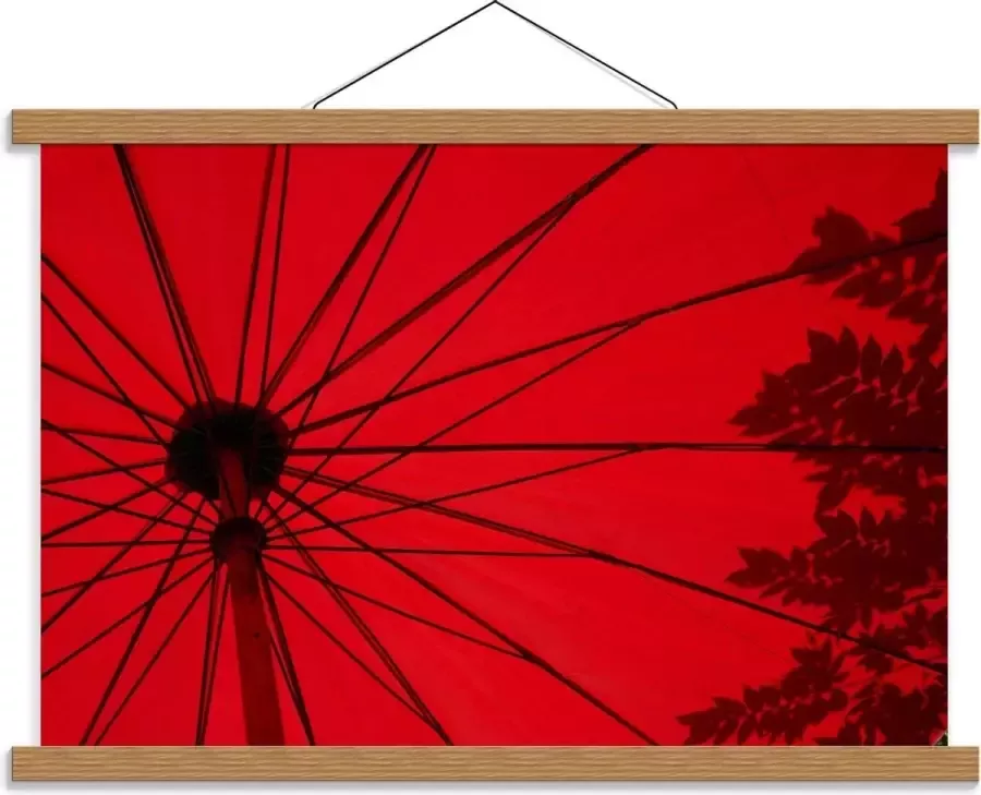 KuijsFotoprint Schoolplaat – Rode Parasol 60x40cm Foto op Textielposter (Wanddecoratie op Schoolplaat)
