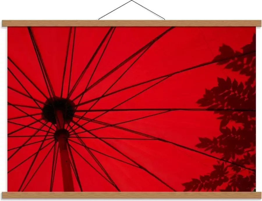 KuijsFotoprint Schoolplaat – Rode Parasol 90x60cm Foto op Textielposter (Wanddecoratie op Schoolplaat)