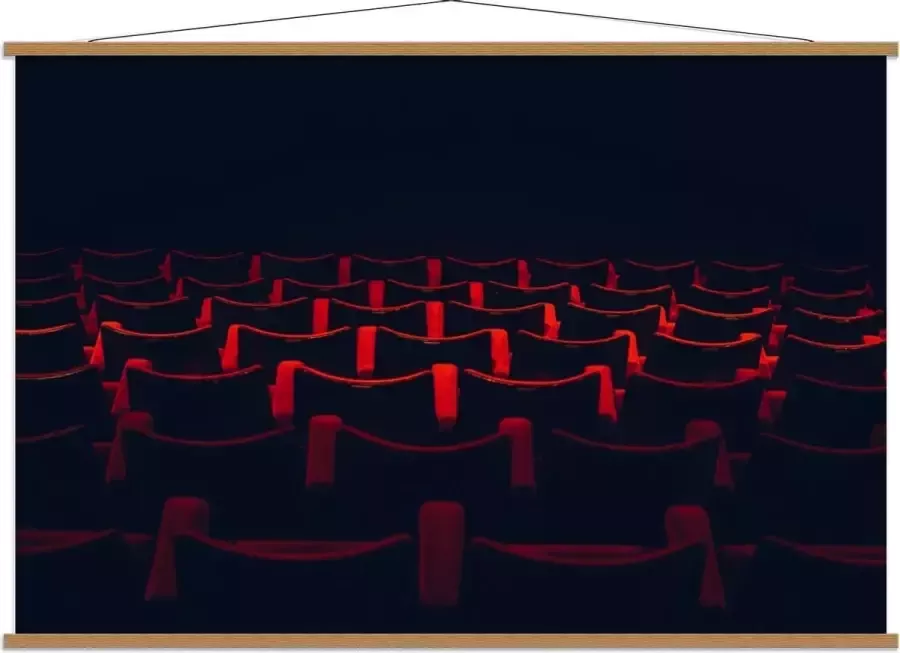 KuijsFotoprint Schoolplaat – Rode Stoelen in Theaterzaal 150x100cm Foto op Textielposter (Wanddecoratie op Schoolplaat)
