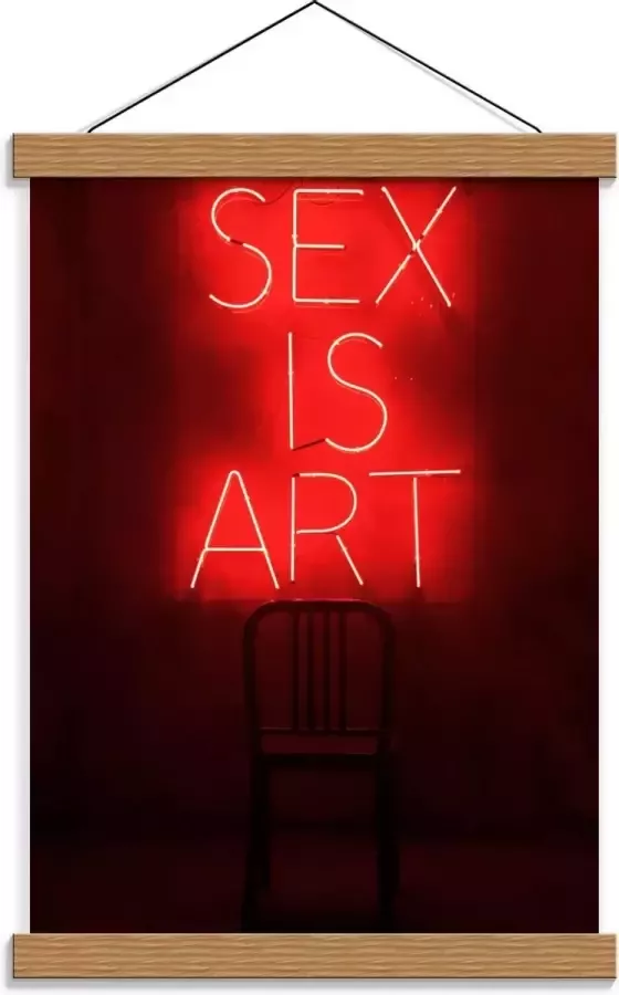 KuijsFotoprint Schoolplaat – ''Sex is Art'' Rode Letters met Stoel 30x40cm Foto op Textielposter (Wanddecoratie op Schoolplaat)