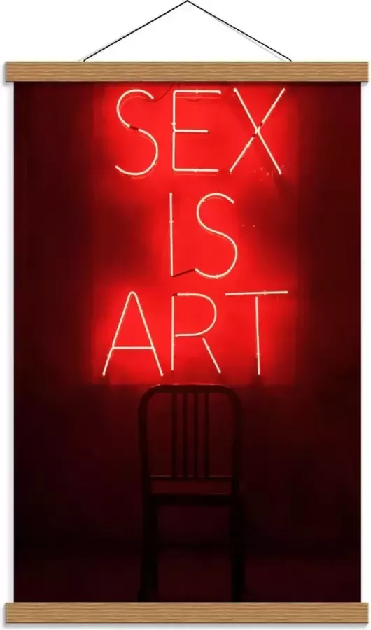 KuijsFotoprint Schoolplaat – ''Sex is Art'' Rode Letters met Stoel 40x60cm Foto op Textielposter (Wanddecoratie op Schoolplaat)