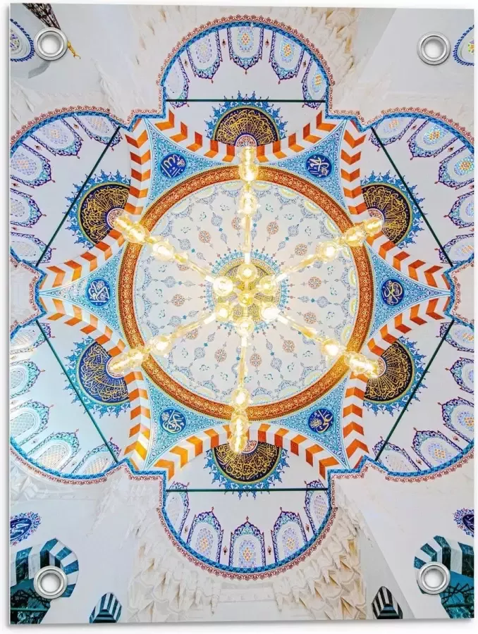 KuijsFotoprint Tuinposter – Grote Lamp aan Beschilderd Plafond 30x40cm Foto op Tuinposter (wanddecoratie voor buiten en binnen)