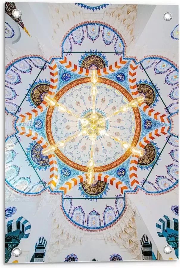 KuijsFotoprint Tuinposter – Grote Lamp aan Beschilderd Plafond 40x60cm Foto op Tuinposter (wanddecoratie voor buiten en binnen)