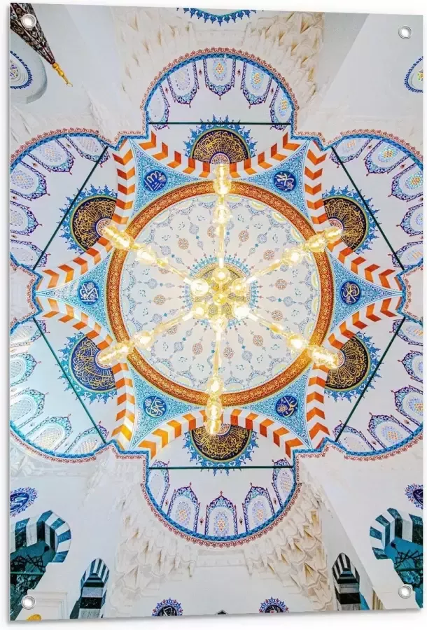 KuijsFotoprint Tuinposter – Grote Lamp aan Beschilderd Plafond 60x90cm Foto op Tuinposter (wanddecoratie voor buiten en binnen)