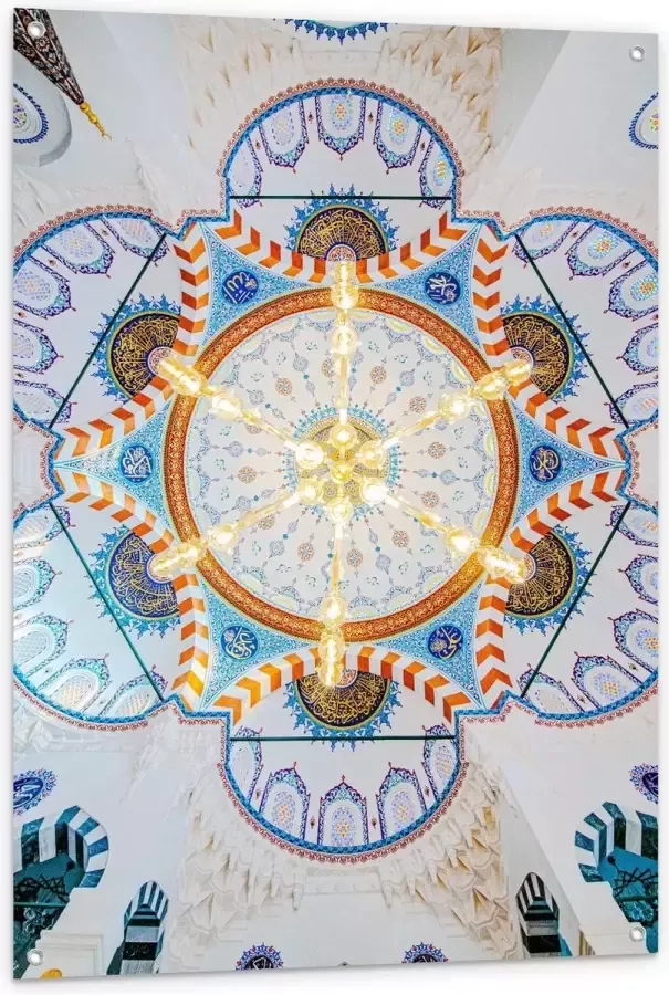 KuijsFotoprint Tuinposter – Grote Lamp aan Beschilderd Plafond 80x120cm Foto op Tuinposter (wanddecoratie voor buiten en binnen)