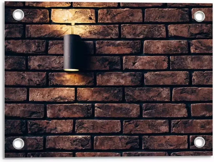 KuijsFotoprint Tuinposter – Lamp aan Bakstenen Muur 40x30cm Foto op Tuinposter (wanddecoratie voor buiten en binnen)