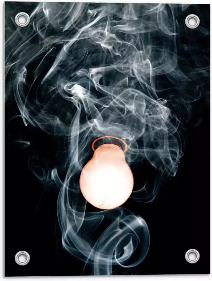 KuijsFotoprint Tuinposter – Lamp met Witte Rook 30x40cm Foto op Tuinposter (wanddecoratie voor buiten en binnen)