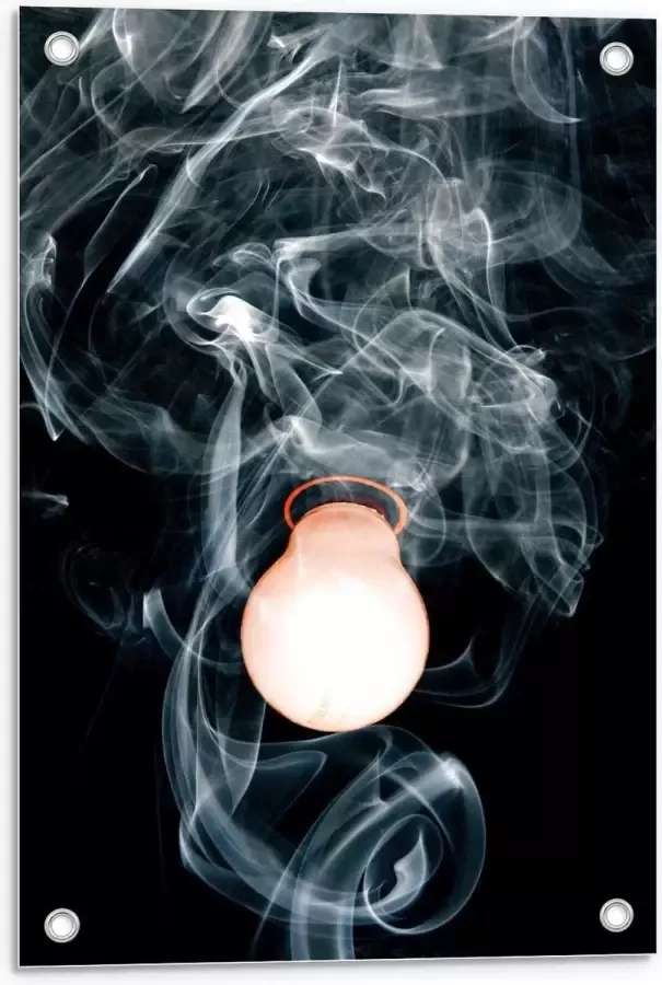 KuijsFotoprint Tuinposter – Lamp met Witte Rook 40x60cm Foto op Tuinposter (wanddecoratie voor buiten en binnen)