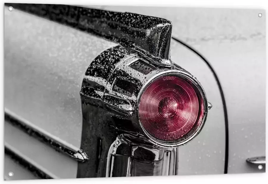 KuijsFotoprint Tuinposter – Lamp van Auto met Regen 120x80cm Foto op Tuinposter (wanddecoratie voor buiten en binnen)