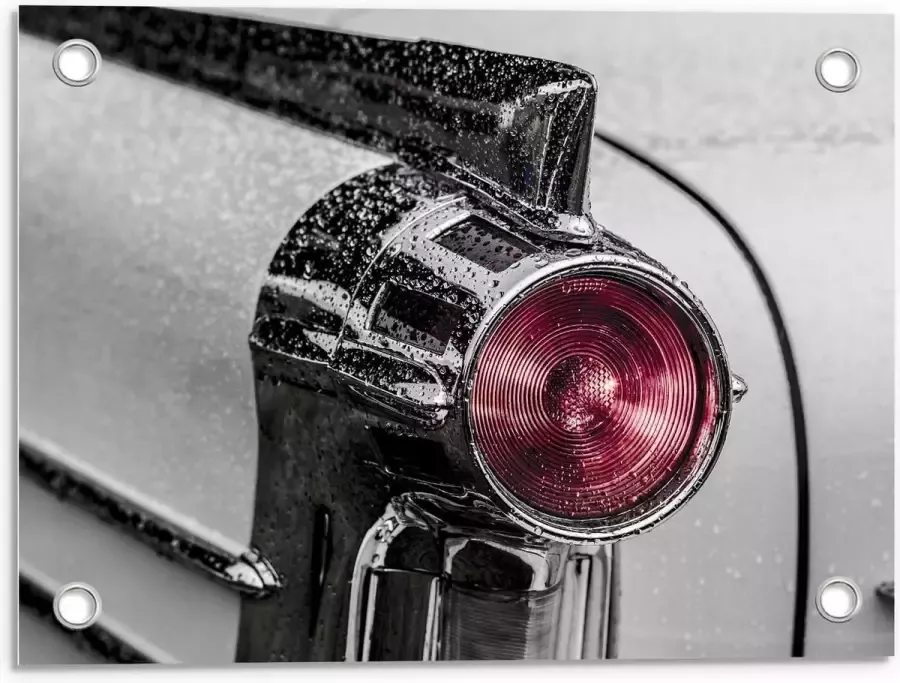 KuijsFotoprint Tuinposter – Lamp van Auto met Regen 40x30cm Foto op Tuinposter (wanddecoratie voor buiten en binnen)