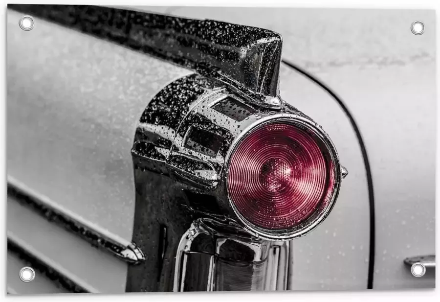 KuijsFotoprint Tuinposter – Lamp van Auto met Regen 60x40cm Foto op Tuinposter (wanddecoratie voor buiten en binnen)