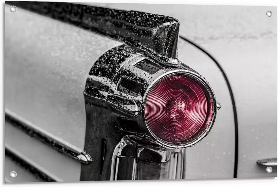 KuijsFotoprint Tuinposter – Lamp van Auto met Regen 90x60cm Foto op Tuinposter (wanddecoratie voor buiten en binnen)