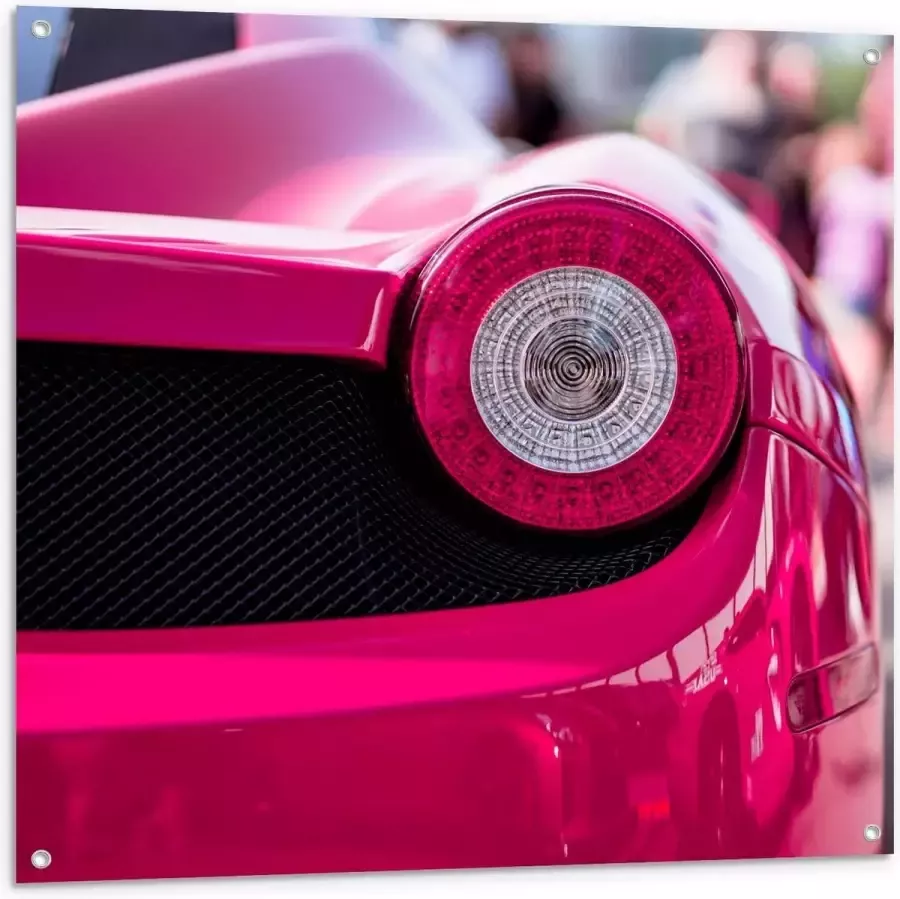 KuijsFotoprint Tuinposter – Lamp van Felroze Auto 100x100cm Foto op Tuinposter (wanddecoratie voor buiten en binnen)