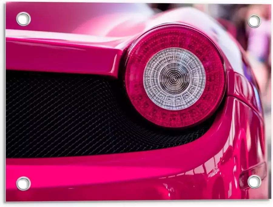 KuijsFotoprint Tuinposter – Lamp van Felroze Auto 40x30cm Foto op Tuinposter (wanddecoratie voor buiten en binnen)