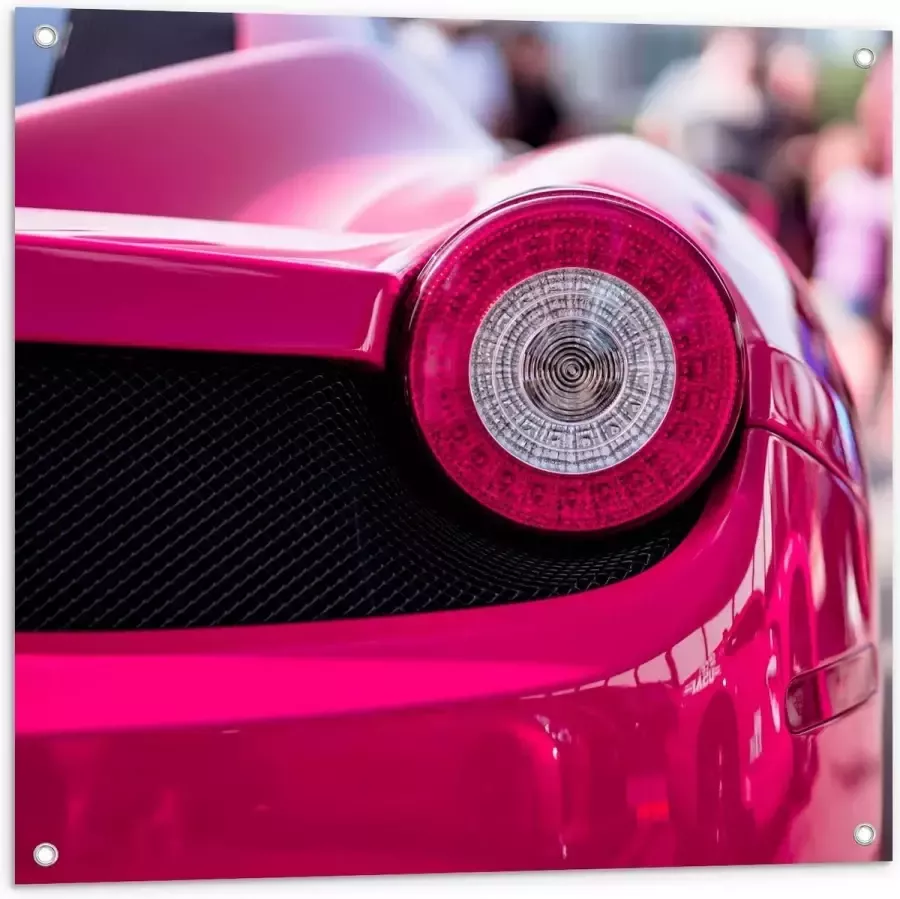 KuijsFotoprint Tuinposter – Lamp van Felroze Auto 80x80cm Foto op Tuinposter (wanddecoratie voor buiten en binnen)