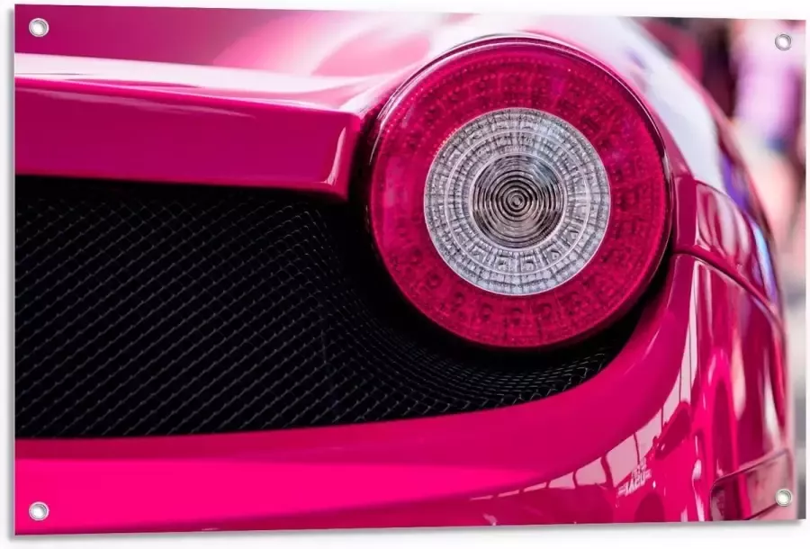 KuijsFotoprint Tuinposter – Lamp van Felroze Auto 90x60cm Foto op Tuinposter (wanddecoratie voor buiten en binnen)