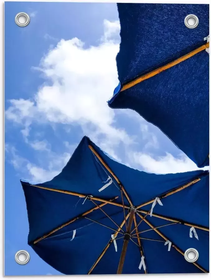 KuijsFotoprint Tuinposter – Onderaanzicht van Blauwe Parasols 30x40cm Foto op Tuinposter (wanddecoratie voor buiten en binnen)