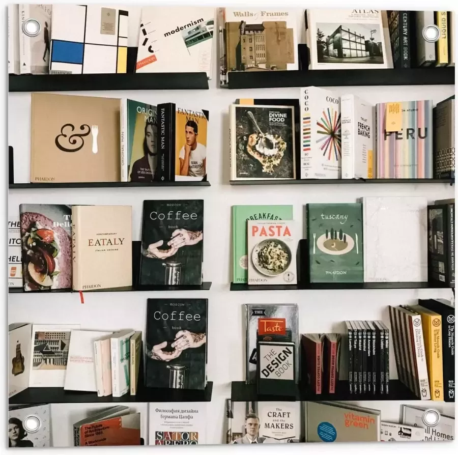 KuijsFotoprint Tuinposter – Open Boekenkast 50x50cm Foto op Tuinposter (wanddecoratie voor buiten en binnen)