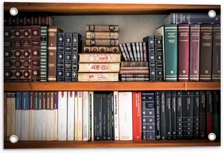 KuijsFotoprint Tuinposter – Oude Boekenkast 60x40cm Foto op Tuinposter (wanddecoratie voor buiten en binnen)