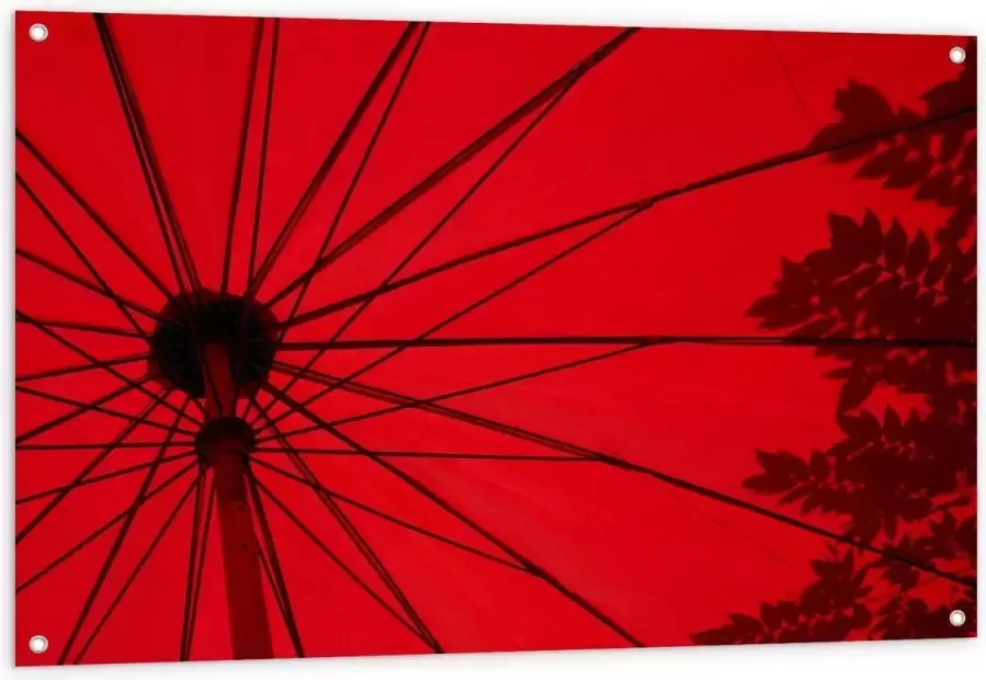 KuijsFotoprint Tuinposter – Rode Parasol 120x80cm Foto op Tuinposter (wanddecoratie voor buiten en binnen)