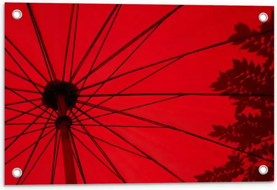 KuijsFotoprint Tuinposter – Rode Parasol 60x40cm Foto op Tuinposter (wanddecoratie voor buiten en binnen)