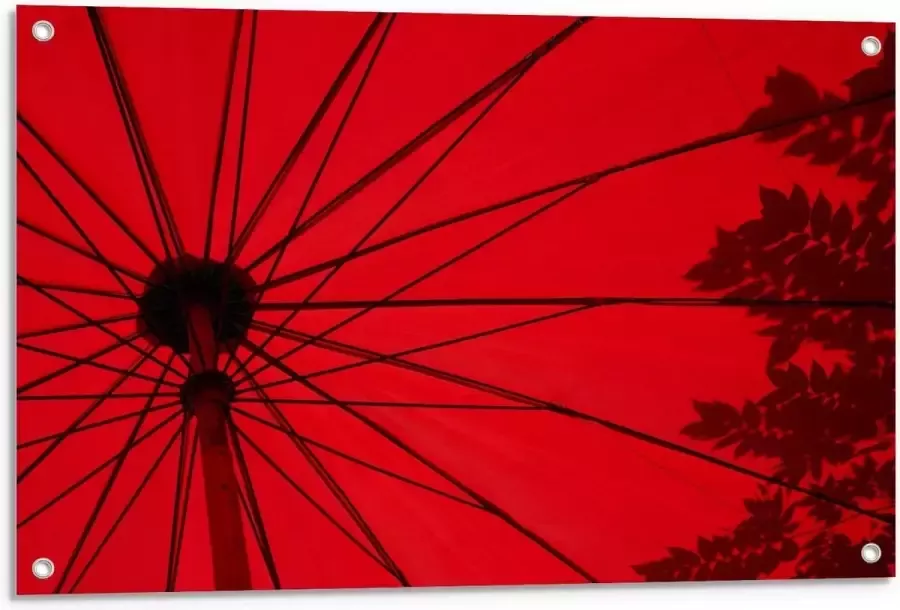 KuijsFotoprint Tuinposter – Rode Parasol 90x60cm Foto op Tuinposter (wanddecoratie voor buiten en binnen)