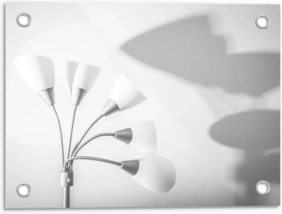 KuijsFotoprint Tuinposter – Witte Lamp met Schaduw 40x30cm Foto op Tuinposter (wanddecoratie voor buiten en binnen)