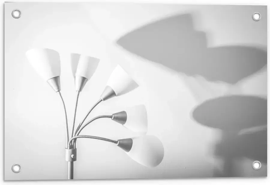 KuijsFotoprint Tuinposter – Witte Lamp met Schaduw 60x40cm Foto op Tuinposter (wanddecoratie voor buiten en binnen)