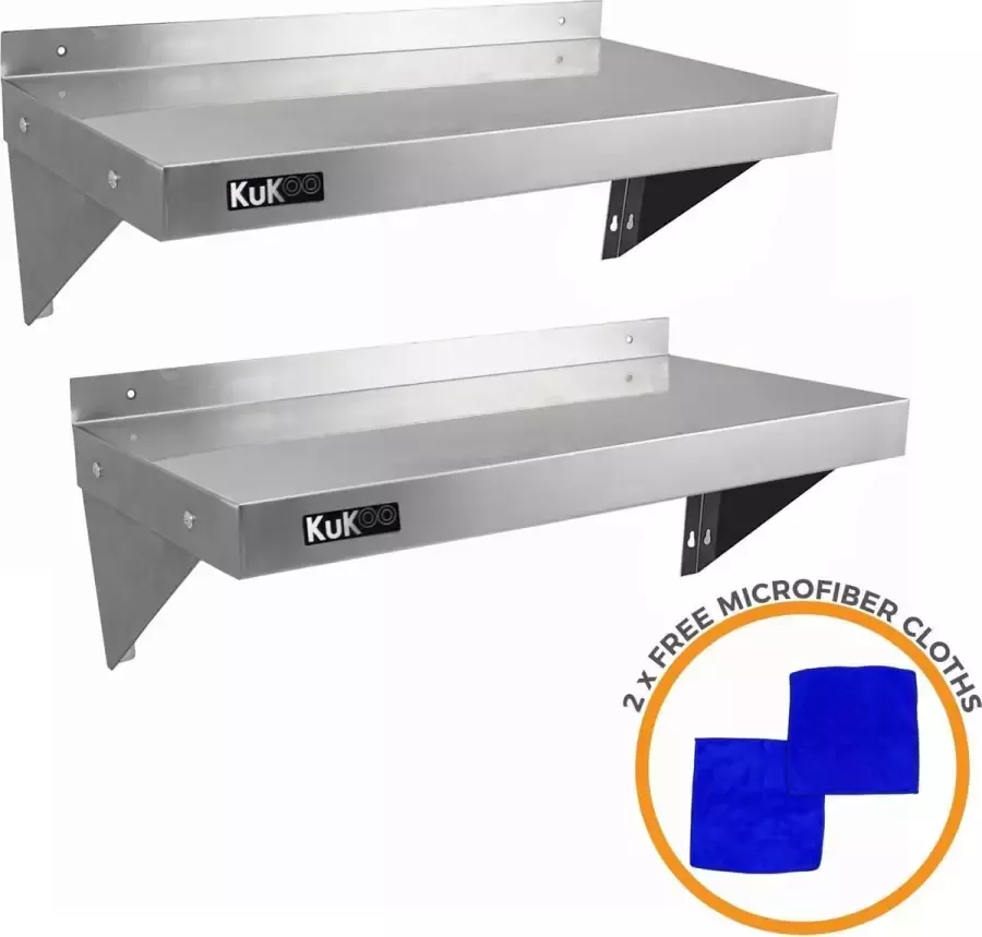 KuKoo 2 x Stainless Steel Shelves 900mm x 300mm