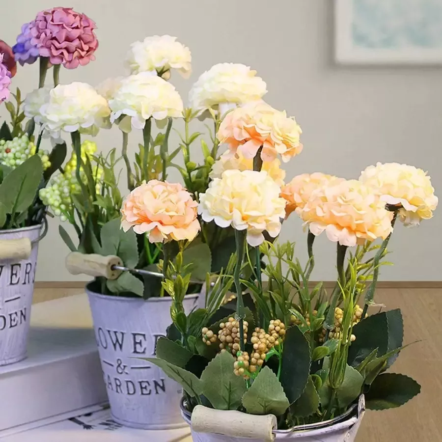 Kunstbloemen plant set van 3 nep planten met metalen pot binnen en buiten mini kunstmatige potplant perfecte decoratie cadeau voor thuis bureau keuken bruiloft
