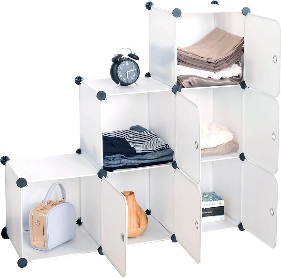 KwaliteitKeuze Kledingkast Kast Kunststof Opbergkast Kledingkast Slaapkamer Kledingkasten Slaapkamer Modulair Systeem Met Deuren Flexibele Montage Voor Slaapkamer Woonkamer en Kantoor – 6 Vakken