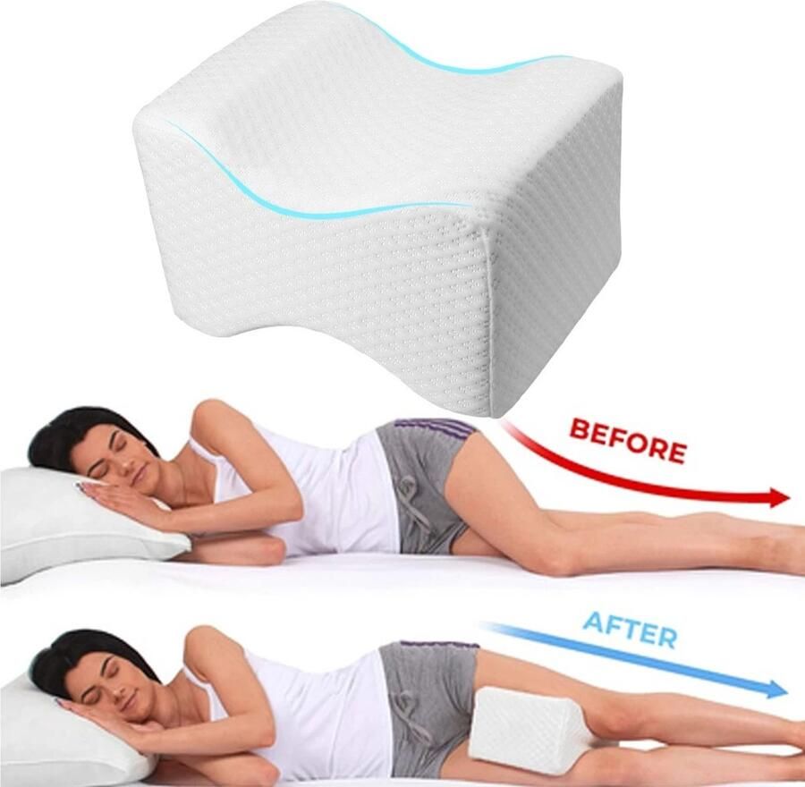 KwaliteitKeuze Kniekussen voor in bed zijslapers Orthopedisch Kniekussen Met afneembare hoes Beenkussen met traagschuim Zij slapen 25x20x16 cm