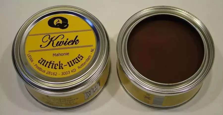 Kwiek antiekwas MAHONIE antiek meubel was blik meubelwas