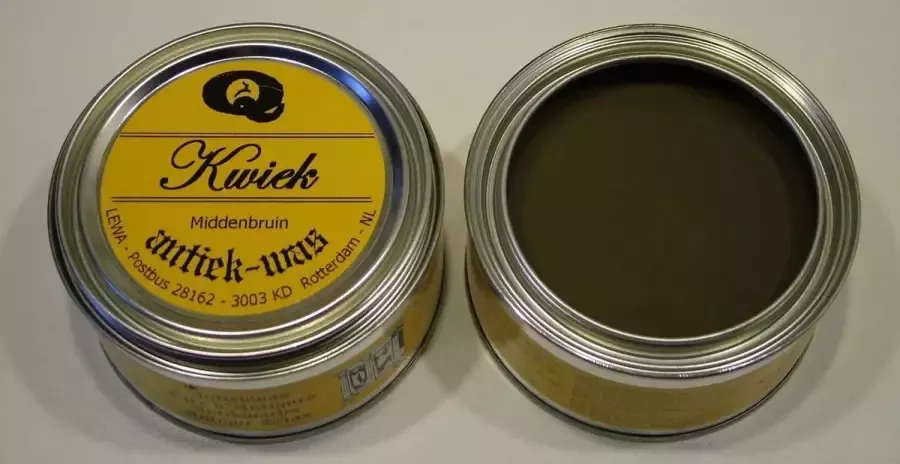 Kwiek antiekwas MIDDENBRUIN de echte onderhoudswas volgens oudhollands recept 375 ml makkelijk in gebruik meubel antiek meubelwas bijenwas boenwas terpentijnwas De Enige Echte was