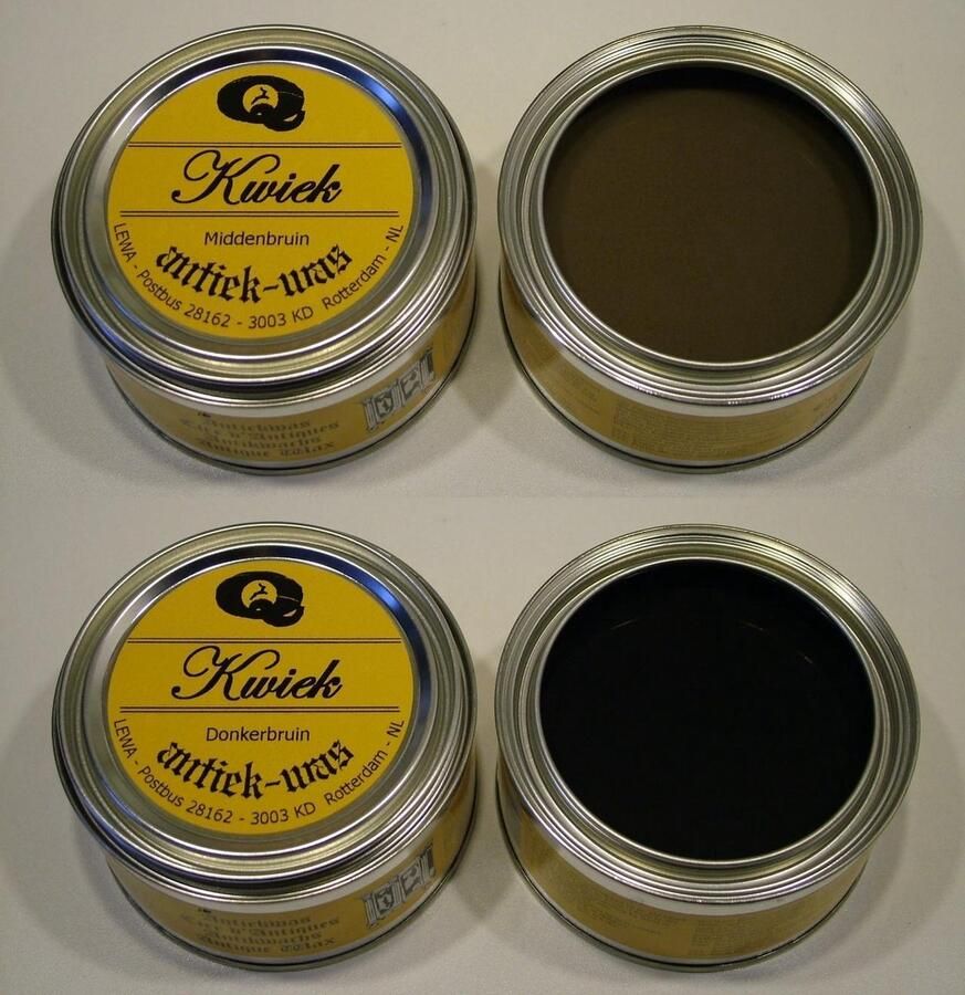 Kwiek antiekwas 2 blikken meubelwas MIDDEN BRUIN en DONKER BRUIN