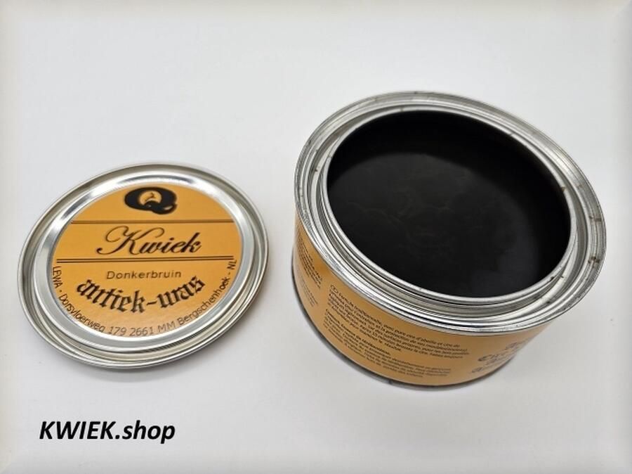 Kwiek 2 blikken antiekwas DONKERBRUIN + LICHTBRUIN de echte onderhoudswas volgens oudhollands recept 375 ml per blik makkelijk in gebruik meubel antiek meubelwas bijenwas boenwas terpentijnwas De Enige Echte was