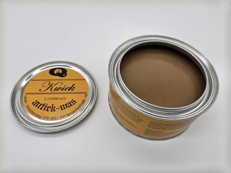 Kwiek antiekwas LICHTBRUIN de echte onderhoudswas volgens oudhollands recept 375 ml makkelijk in gebruik meubel antiek meubelwas bijenwas boenwas terpentijnwas kleur licht bruin De Enige Echte was - Foto 2