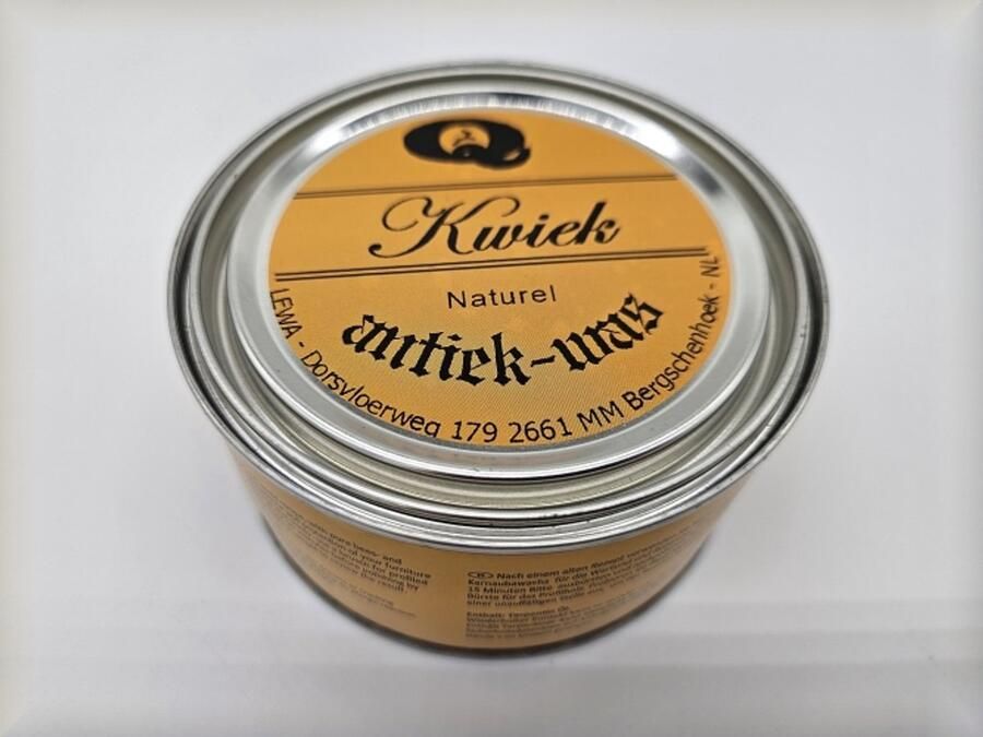 Kwiek antique wax CLEAR de echte onderhoudswas volgens oudhollands recept 375 ml makkelijk in gebruik meubel antiek meubelwas bijenwas boenwas terpentijnwas kleur naturel De Enige Echte was