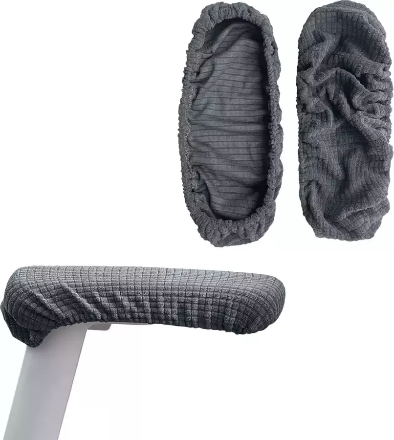 Kwmobile 2x hoes voor armleuning in donkergrijs Geschikt voor bureaustoelen Beschermende cover voor armleuningen