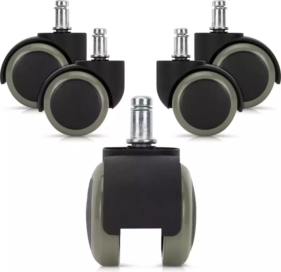 Kwmobile 5x bureaustoelwieltjes Zwenkwielen voor meubels Set van 5 Diameter 10 50 mm Vervangende kunststof wieltjes 360° draaibaar Zwart