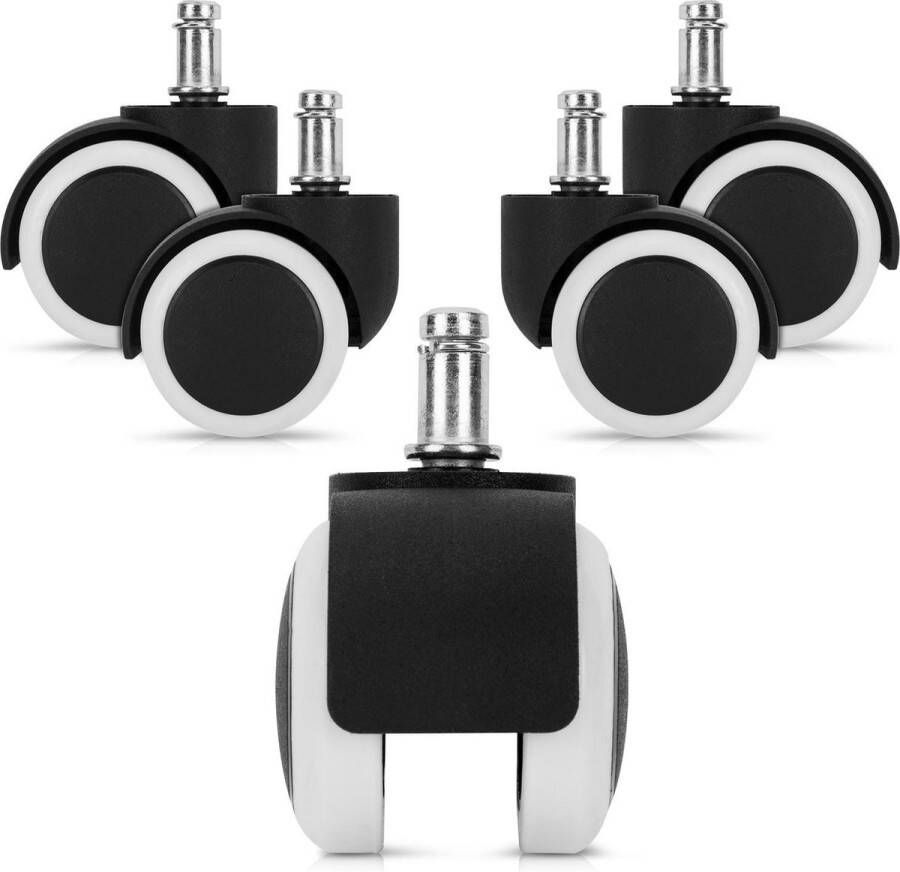 Kwmobile 5x bureaustoelwieltjes Zwenkwielen voor meubels Set van 5 Diameter 11 50 mm Vervangende kunststof wieltjes 360° draaibaar Grijs