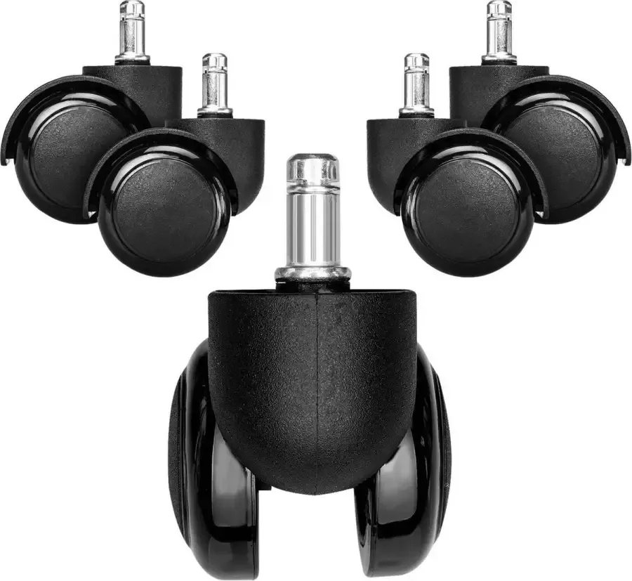 Kwmobile 5x bureaustoelwieltjes Zwenkwielen voor meubels Set van 5 Diameter 11 50 mm Vervangende kunststof wieltjes 360° draaibaar Grijs - Foto 2