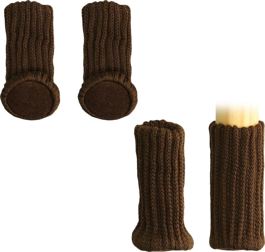 Kwmobile 4x stoelpoot beschermers acryl Set van 4 stoelpoot sokken Chair Socks In bruin