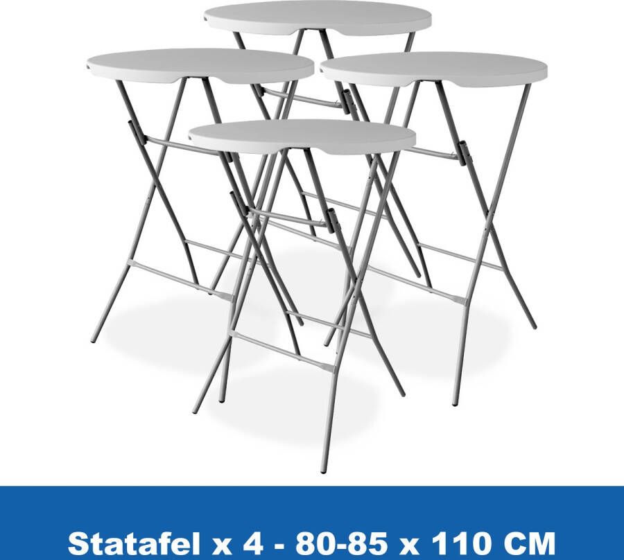 Kylians Statafel x 4 ∅ 80-85 x 110 cm – Statafels Inklapbaar – Robuust + Weerbestendige Cocktailtafel – Makkelijk op te bergen Inklapbare Partytafel – Evenement en Feest Tafel Staantafel
