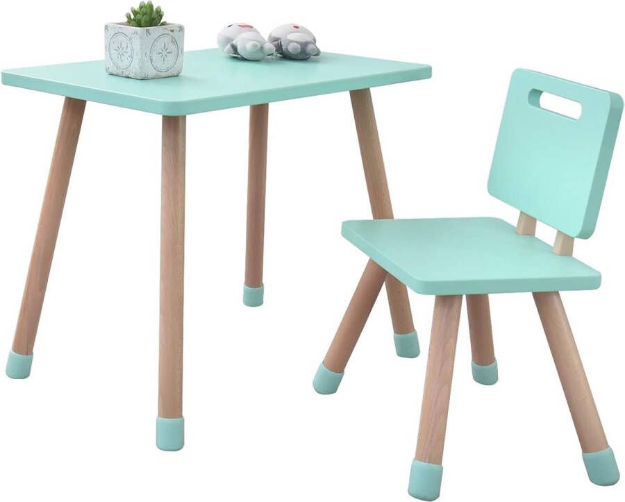 KYWAI SHOP YOLO Kindertafel met stoeltjes tafeltje met 1 stoel Peuters tafel Kindermeube Mint Groen
