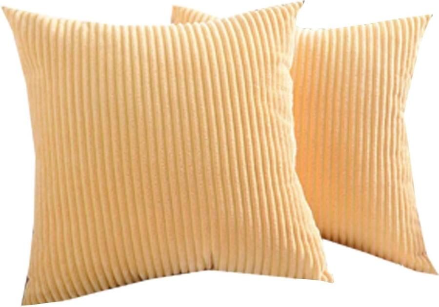 KZQ 2 stuks kussenhoezen Gestreepte Vierkante Kussenhoezen Bankkussens Effen Kussens Zachte Microvezel Hoezen Hoofdsteunen Pluche Decoratieve Kussenhoezen Voor Banken Stoelen en Bedden 50x50cm Khaki